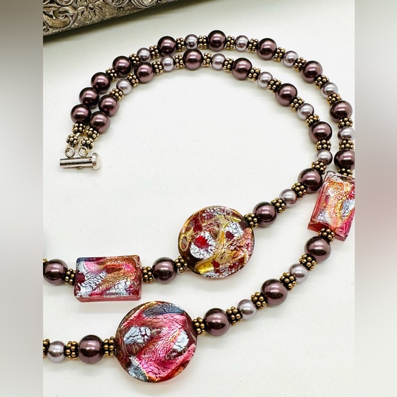 Vintage Beautiful Art Glass 925 NECKLACE - Picture 15 of 17